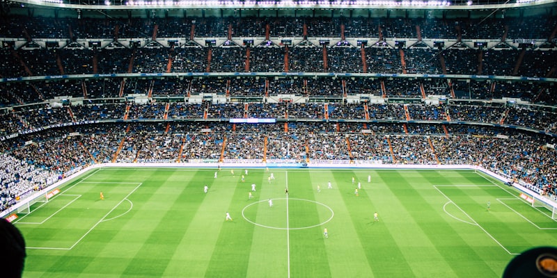 青年足球运动员在绿茵场上训练